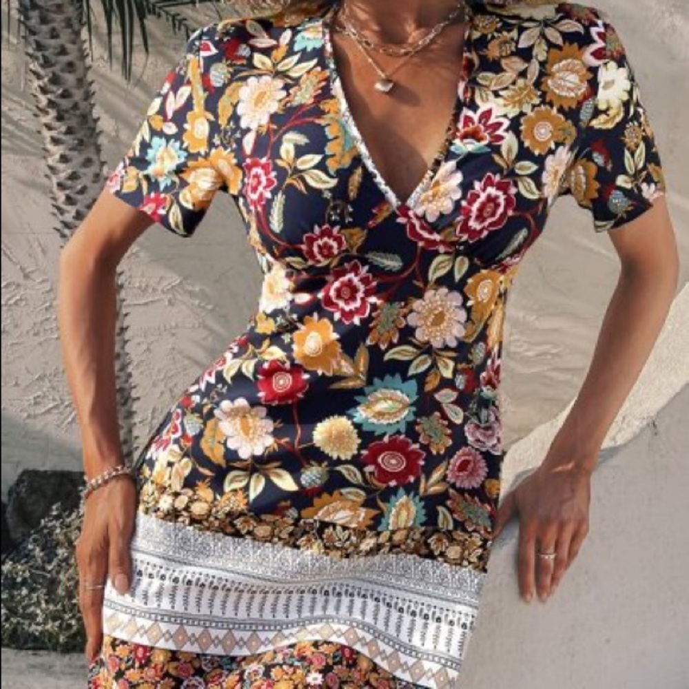 Boho Floral Flutter Sleeve Mini Dress - Lovely for Summer!